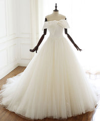 Wedding Dress Flower, White Tulle Long Prom Dress White Tulle Wedding Dress