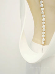 Prom Dresses 2027 Fashion Outfits, White v neck long prom dress, white evening dress