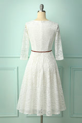 Prom Dress Tulle, White Lace Midi Dress