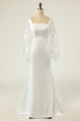 Wedding Dress 2022, White Mermaid Long Sleeves Wedding Dress