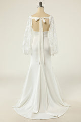 Wedding Dresses Elegant, White Mermaid Long Sleeves Wedding Dress