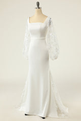 Wedding Dress Dresses, White Mermaid Long Sleeves Wedding Dress