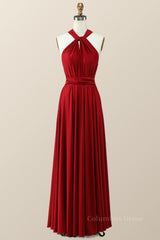 Party Dress For Couple, Wine Red Long Convertible Dresses