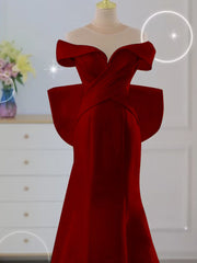 Wedding Dress Customizations, Wine Red Mermaid Long Party Dress with Bow, Wine Red Wedding Party Dress