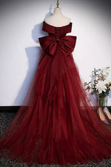Wedding Dress Simpl, Wine Red Mermaid Long Prom Dress, Off the Shoulder V-Neck Wedding Party Dress