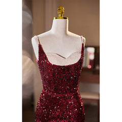 Bridesmaid Dresses Uk, Wine Red Sequins Mermaid Long Formal Dress, Wine Red Evening Dress Party Dress