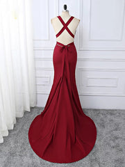 Bridesmaid Dresses Style, Wine Red Spnadex Sexy Cross Back Mermaid Long Party Dress, Wine Red Evening Gown