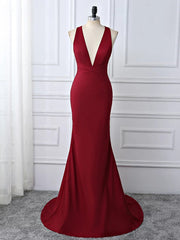 Bridesmaid Dresses White, Wine Red Spnadex Sexy Cross Back Mermaid Long Party Dress, Wine Red Evening Gown