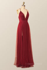 Party Dress Purple, Wine Red Tulle A-line Long Maxi Dress